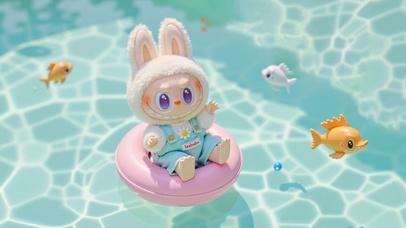 可爱泳池拉布布