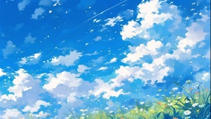 蓝天草地小花