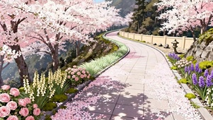 樱花树木公路