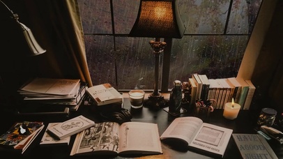 舒适的书房氛围雨声