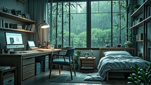 【雨景】竹林卧室