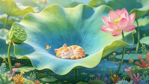 夏日荷叶猫咪