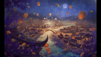 唯美意境古风小城背景