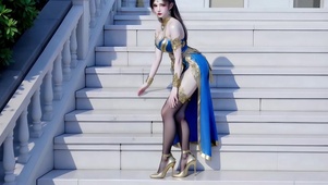 在长廊轻舞的国漫美女