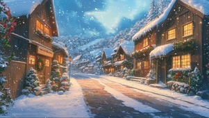 圣诞节日静谧大雪街道