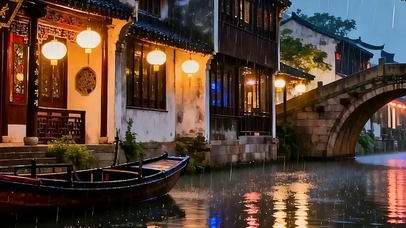 夜景树木河流带鱼屏