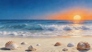 夕阳海滩
