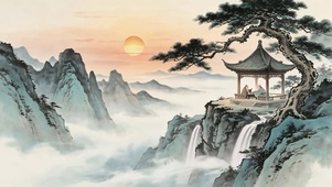 古风山水瀑布