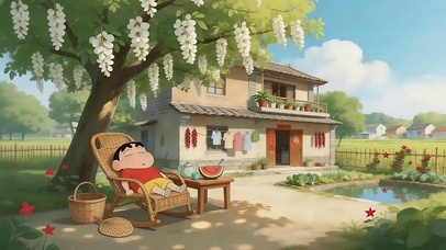 夏日槐花树小新