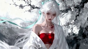 水墨梅下・银发伤姬的古风残韵