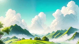 壮观山川白云