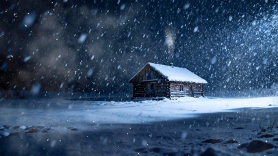 夜景房屋雪景