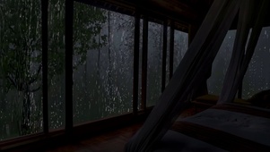夜晚窗外暴雨
