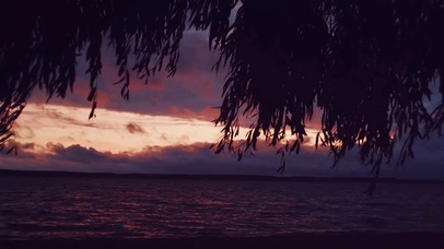 风吹柳叶，夕阳西下