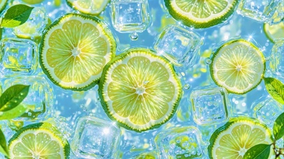 夏天掉进水里的青柠冰块