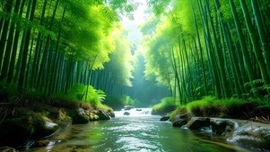 绿色护眼溪流山水