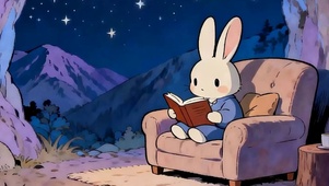 夜景看书兔子带鱼屏