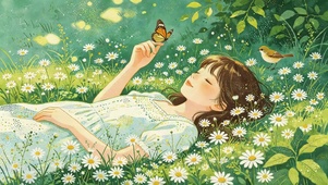 鲜花草地女孩