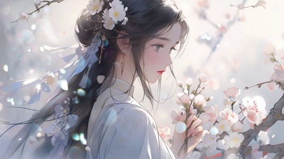 梨花飘落美人面