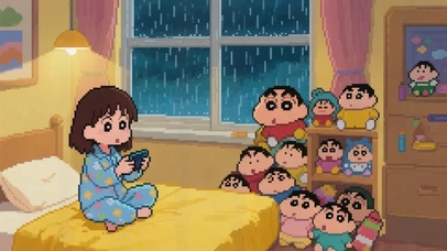 像素风打游戏女孩