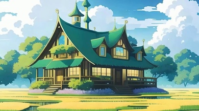 白云树木河流带鱼屏