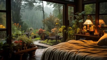 小院雨景