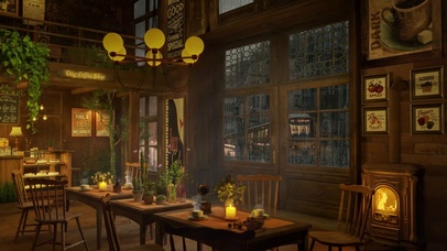 雨天夜晚咖啡厅