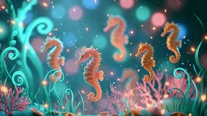 治愈梦幻海底可爱海马