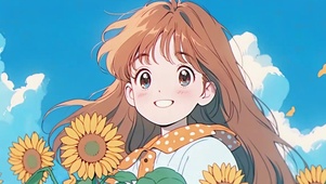 向日葵少女插画