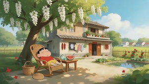 夏日槐花树小新