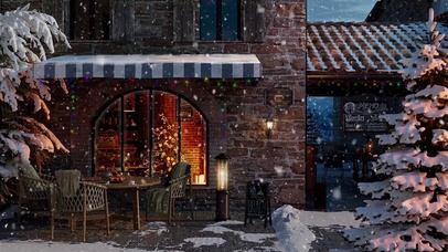 冬季咖啡店街道氛围