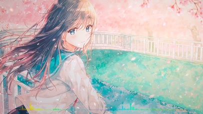 樱花飘落美少女