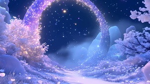 夜景树木星空带鱼屏