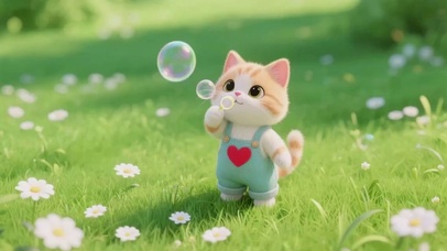可爱的吹泡泡猫咪