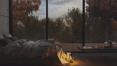 舒适雨天卧室