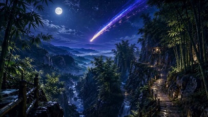 流星月夜竹径