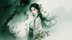 水墨丹青画中古风美女