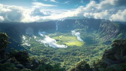 俯瞰蓝天阳光绿色山谷