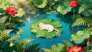 荷塘猫咪