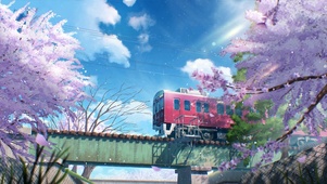 唯美治愈樱花列车