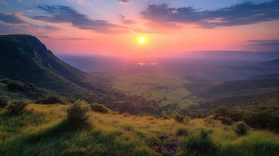 梦幻晚霞连绵山脉