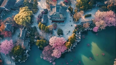 俯瞰城市古城唯美建筑