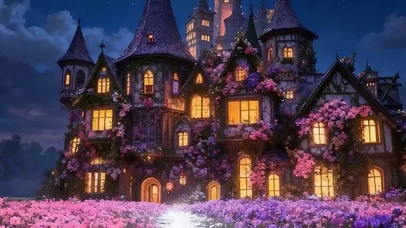夜景城堡带鱼屏