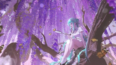 古风旗袍紫藤少女