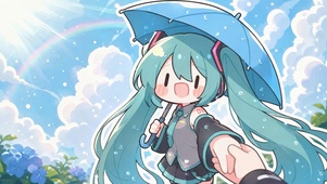 雨后和初音手牵手