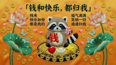 刺绣|钱和快乐，都归我