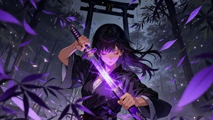 紫女 剑影 水墨竹林