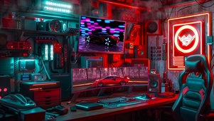 科技霓虹电脑房间