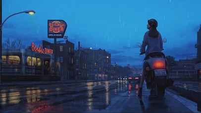 傍晚雨夜
