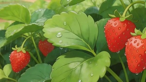 雨天草莓树带鱼屏